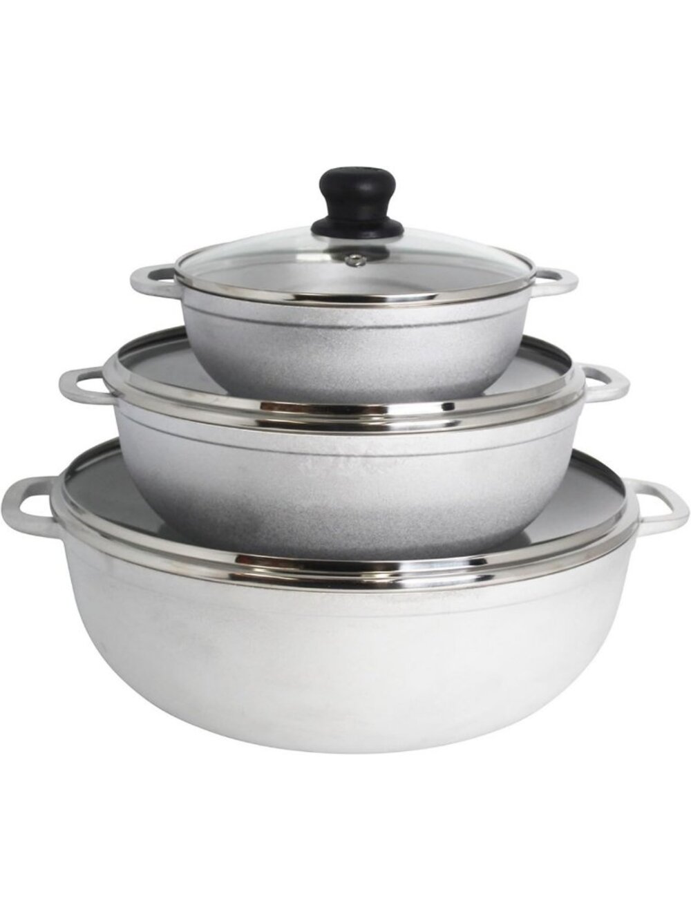 3-Piece Cast Aluminum Caldero Set with Glass Lid - 1.5, 3.5 & 7 Qt Cookware